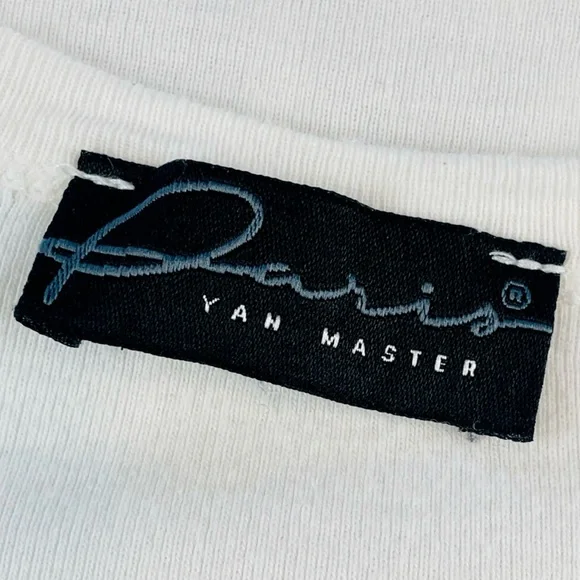 (VTG) YAN MASTER • Black/White/Silver Y2K Paris Name Print Long Sleeve Tee, S - Picture 14 of 16
